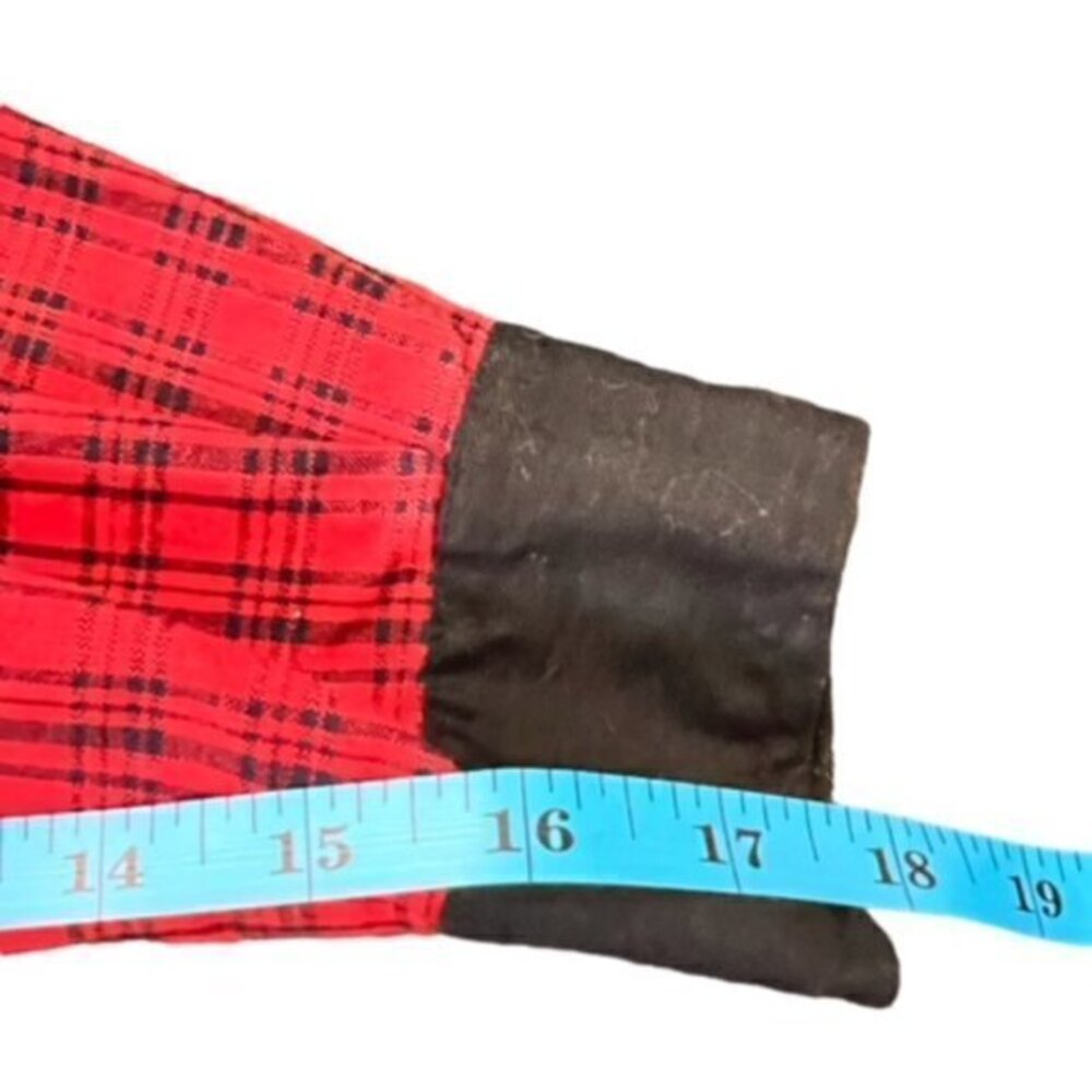 Christmas Shirt‎ Womens Button Up Red Checkered 3D Winter Dolls EUC Lemon Grass - Picture 5 of 12